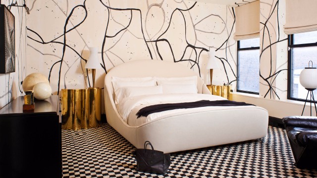 top interior designers  Tribeca Loft By Kelly Wearstler modern master bedroom ideas master bedroom design