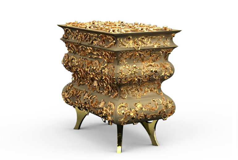 Modern nightstand design with the golden crochet bedside table exclusive furniture modern design