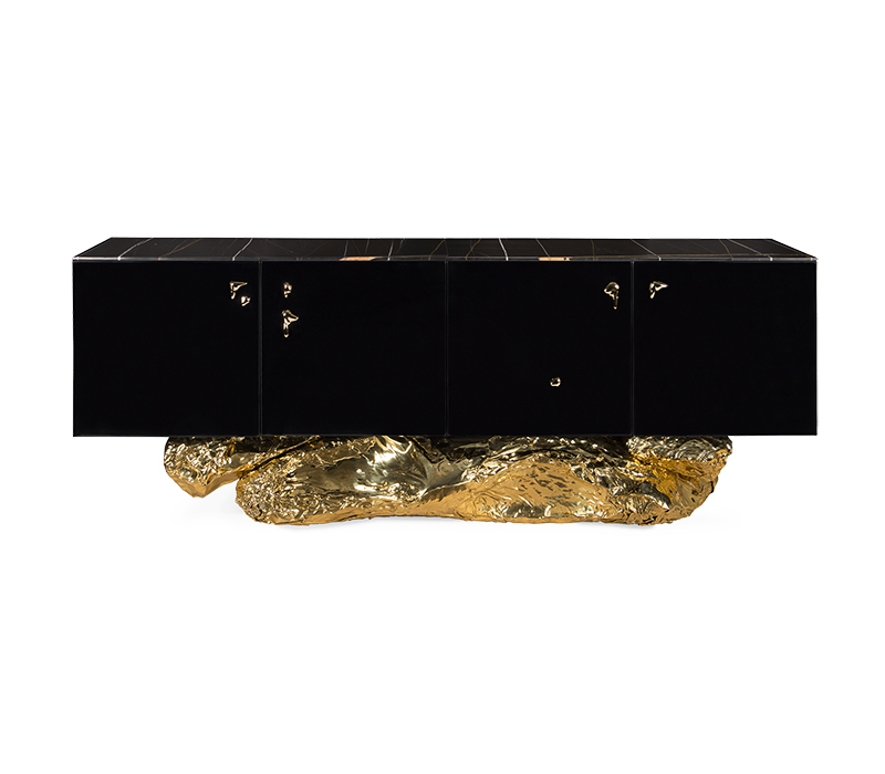Luxury Sideboards -  black sideboard with gold base and gold handles