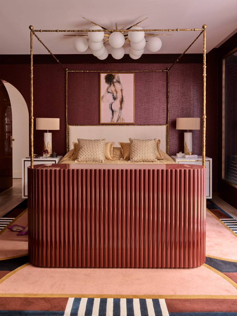 Pink master bedroom designed by Greg Natale