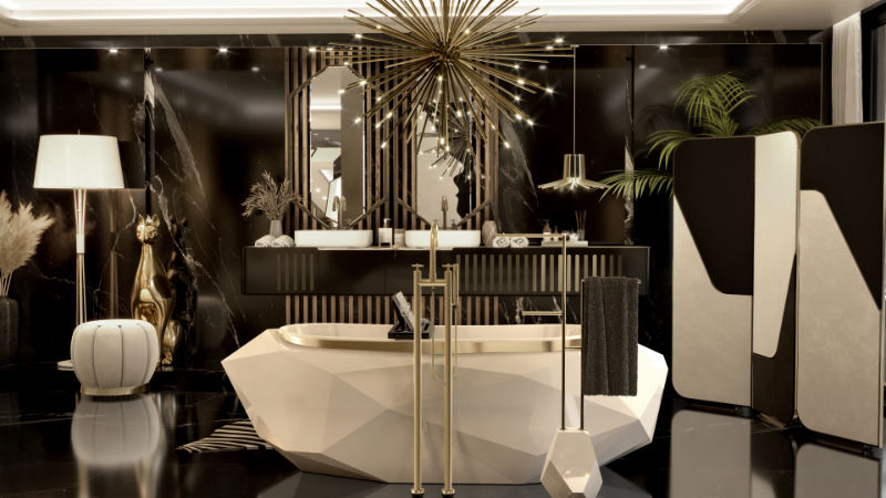 luxury bathroom with a diamond bathtub