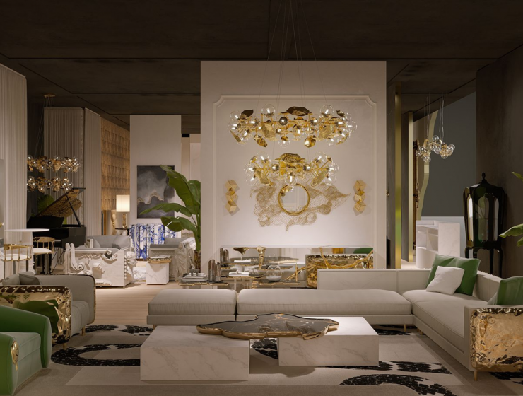 luxury lliving room with exclusive products at salone del mobile
