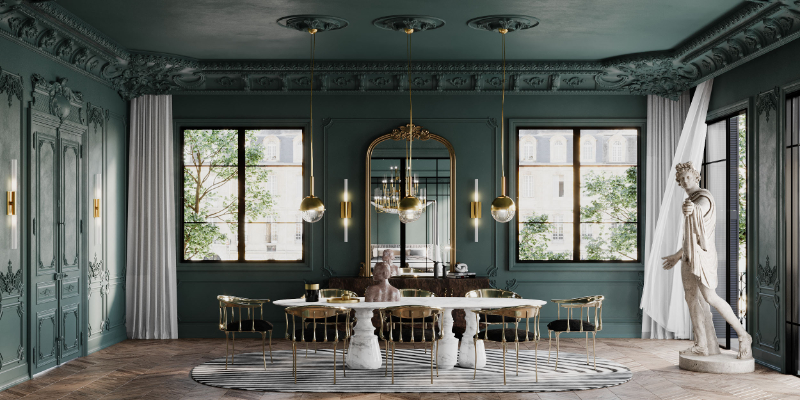 green dining room- contemporary design by sarah habib