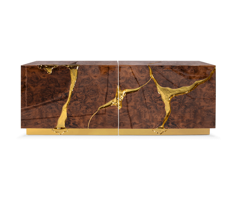 wood and gold sideboard by boca do lobo