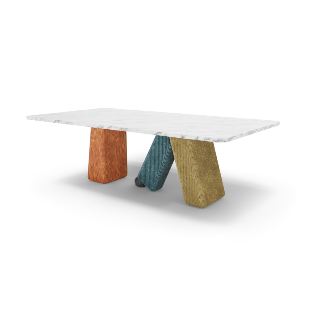 luxury table with marble top and colourful feets  for your dining room