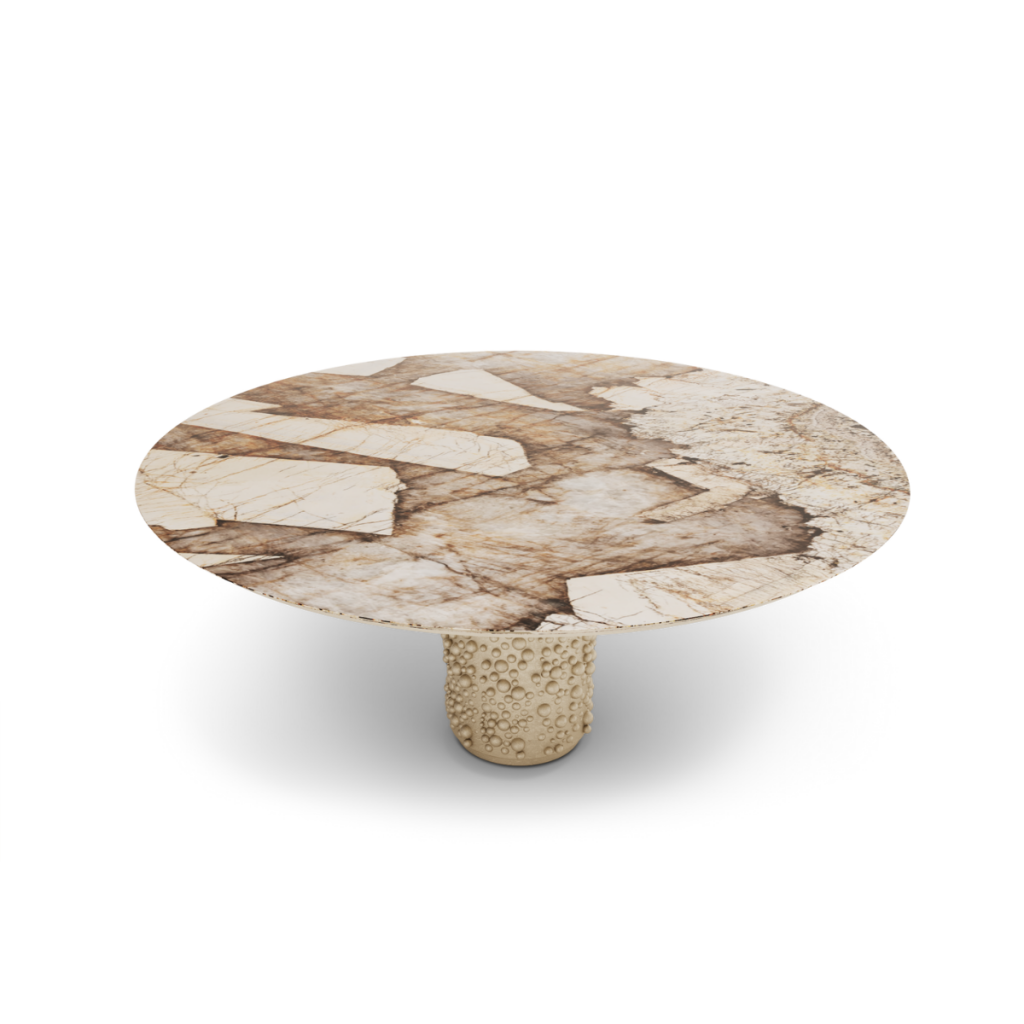 unique dining table with a unique foot with little globes for your dining room