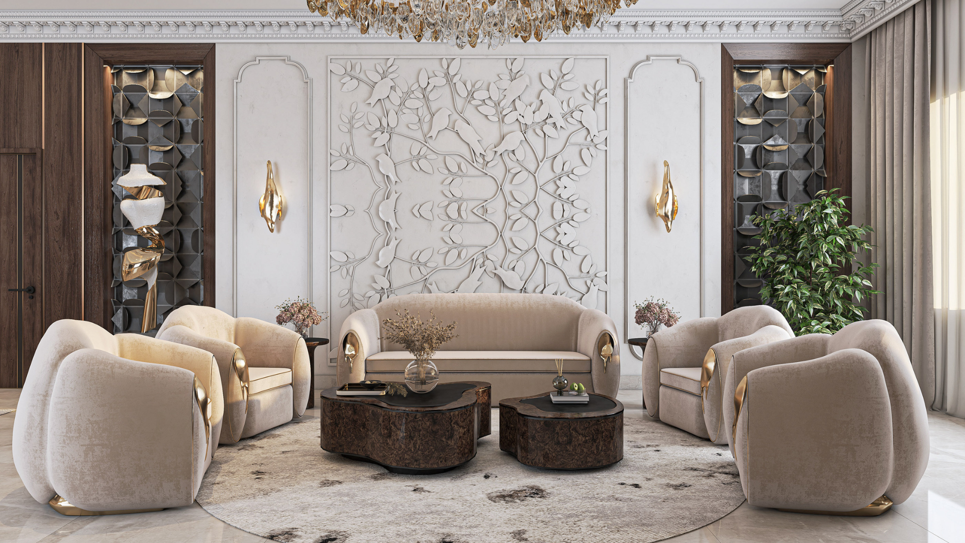 majesti living room with neutral tones