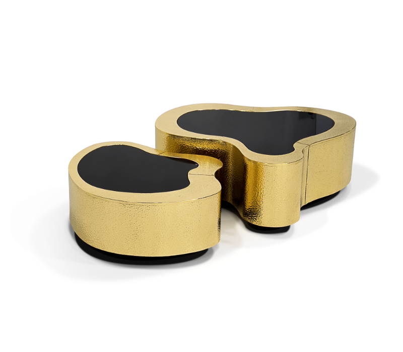 gold brass wave center table- bespoke furniture