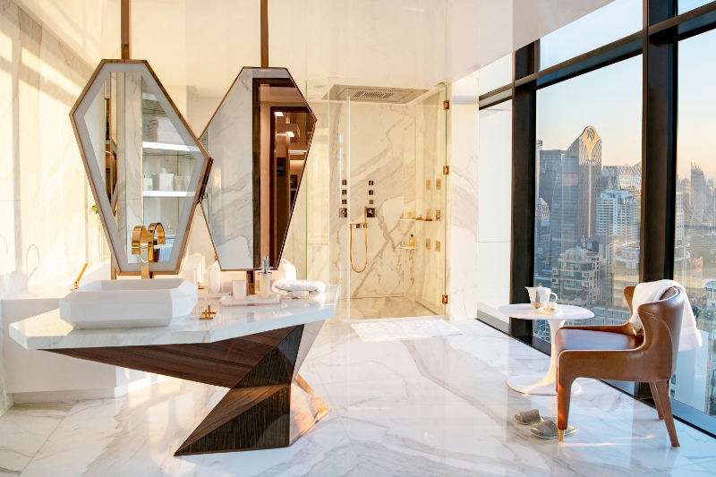 marble bathroom design - A Stunning Abode In Bangkok
