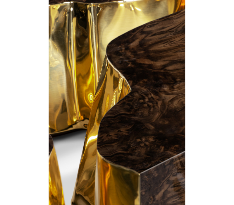 brown and gold center table by boca do lobo