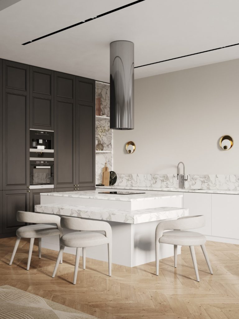 white and pastel colours in the kitchen