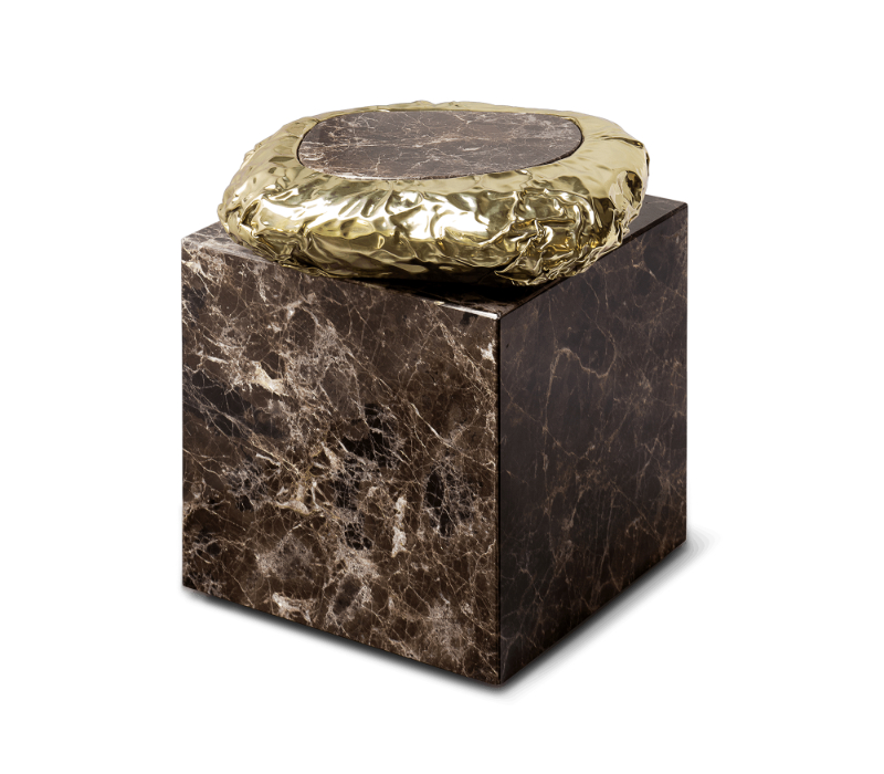 brown marble side table by boca do lobo