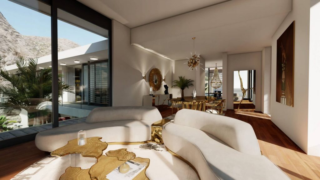 best sellers - golden center table, white sofas and golden decor