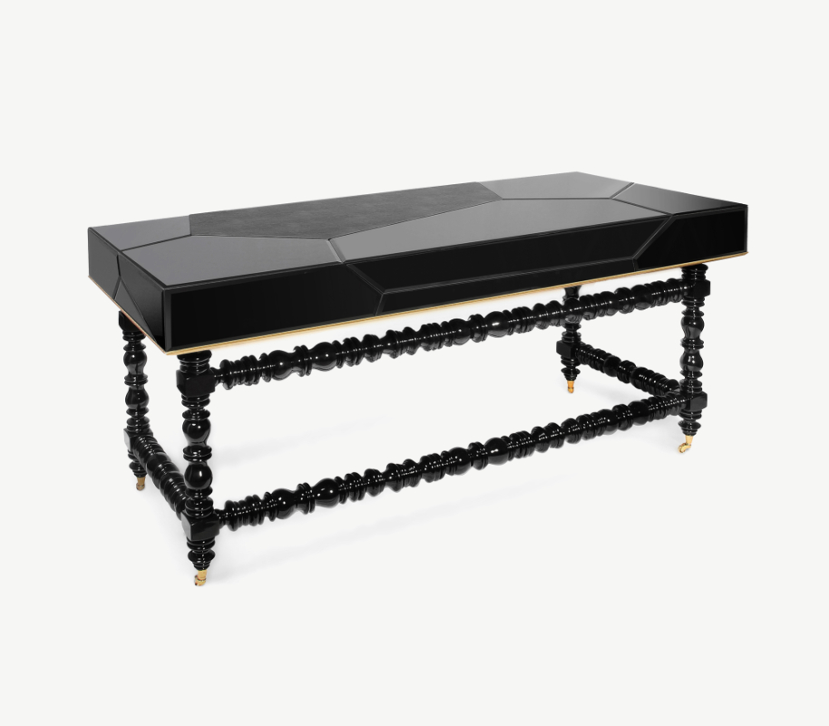 Decor - black desk with golden details