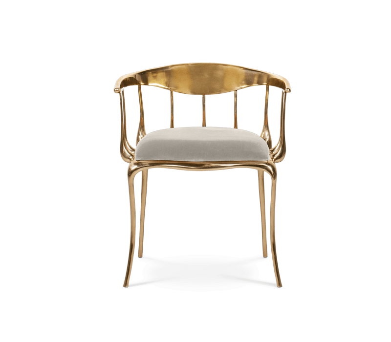 dining room - golden chair with nude seat