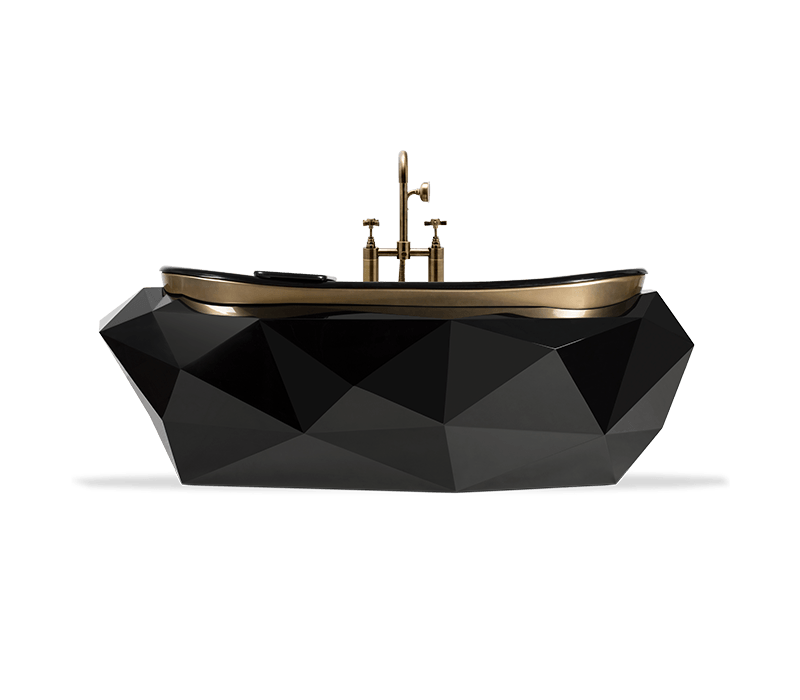luxury bathroom - black luxury bathtub with golden details
