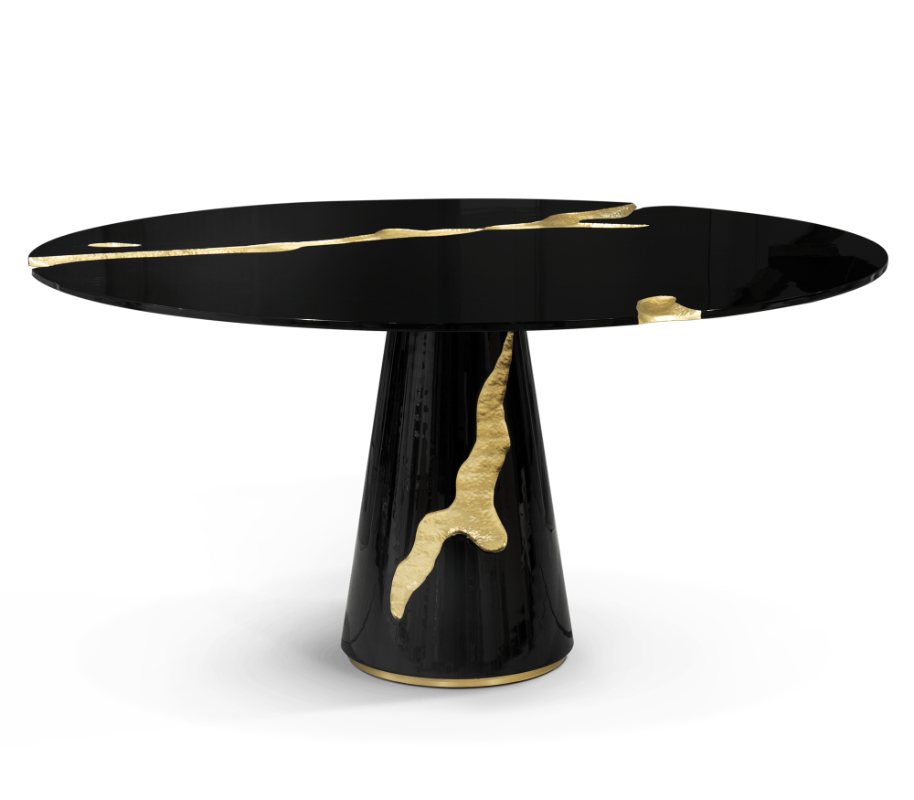 black and gold - luxury black and gold round dining table