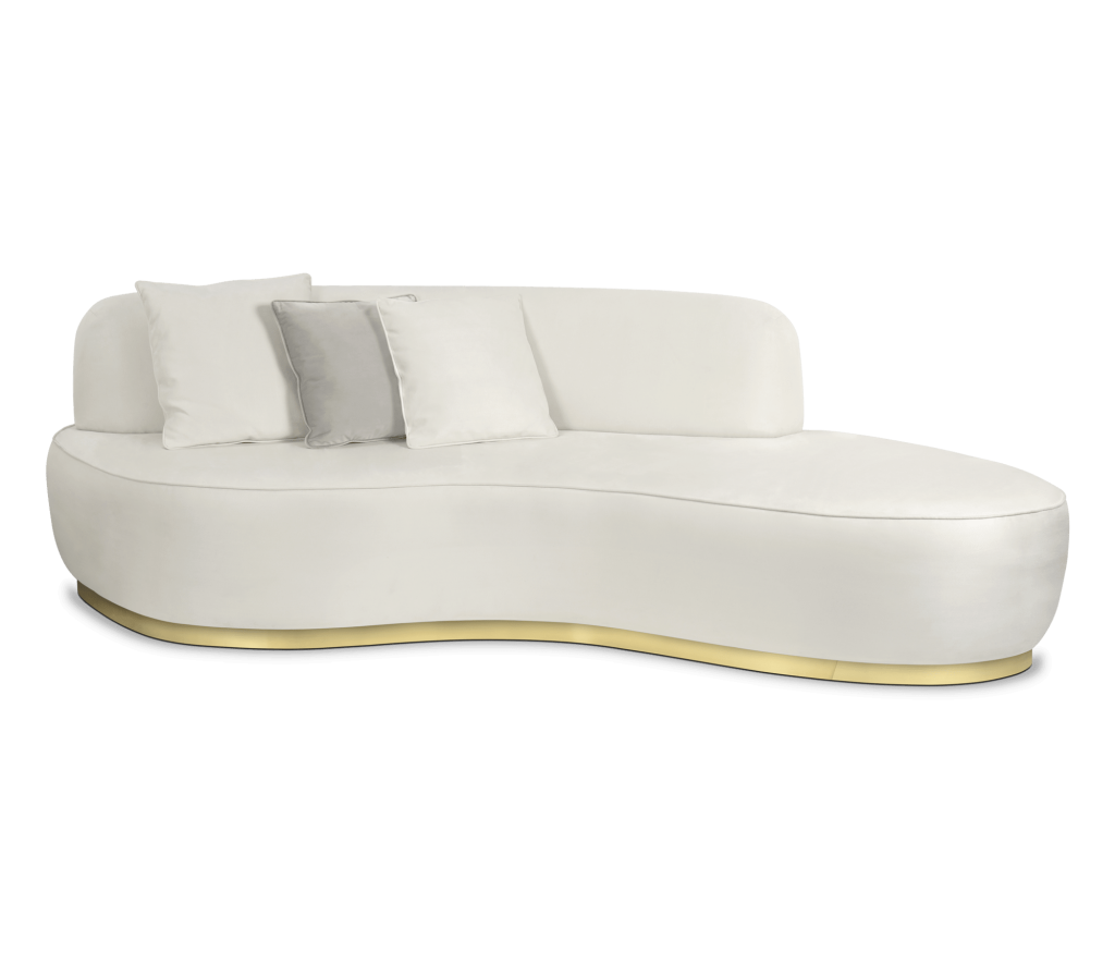 curved furniture - luxury white and golden curved sofa