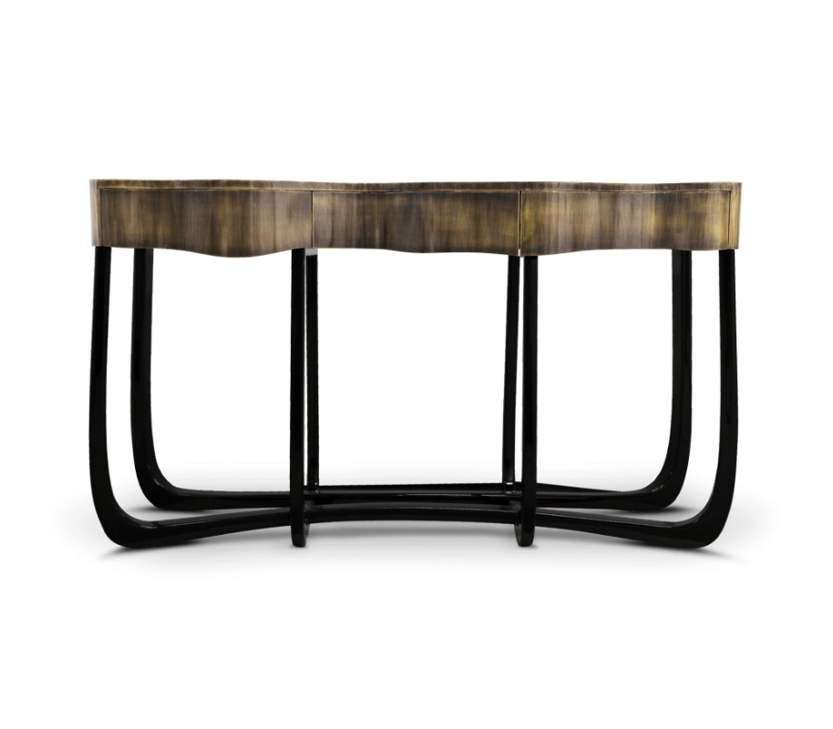 curved furniture - luxury dark console table with black legs