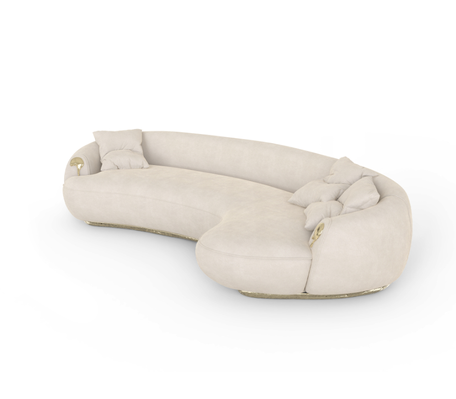 luxury beige curved sofa