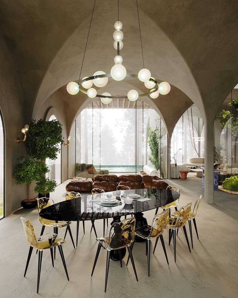 Dining: Pietra Dining Table by Boca do Lobo in solid white marble, serving as a monumental statement piece for exclusive interiors.