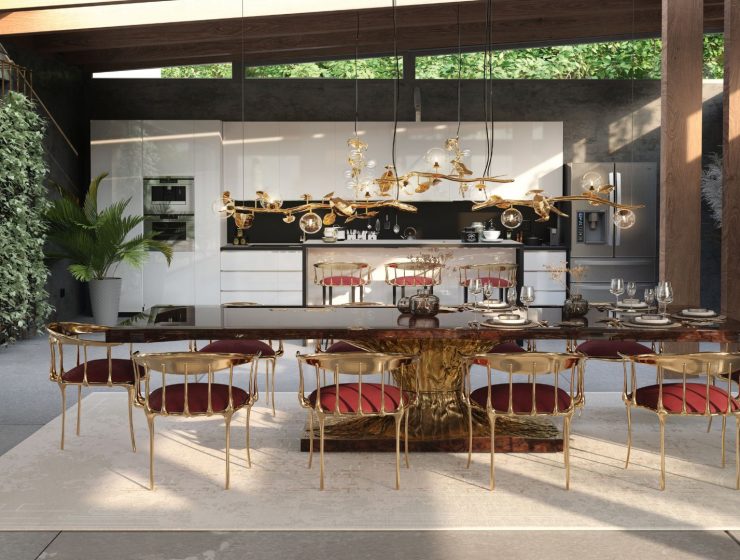 metamorphosis dining table, n11 chair, hera suspension lamp