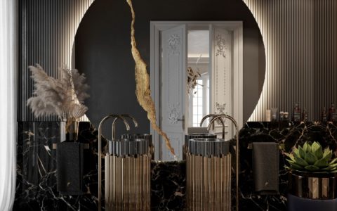 symphony freestand, lumiere round II mirror