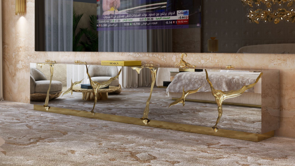 Lapiaz Sideboard XL by Boca do Lobo, inspired by natural stone formations and finished in polished brass