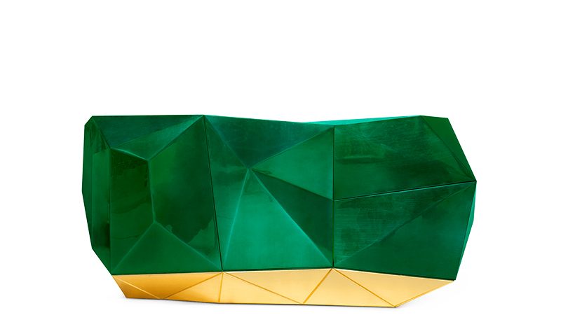 luxury furniture, um sideboard verde e dourado