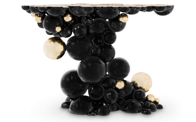 luxury furniture, a black and gold console table