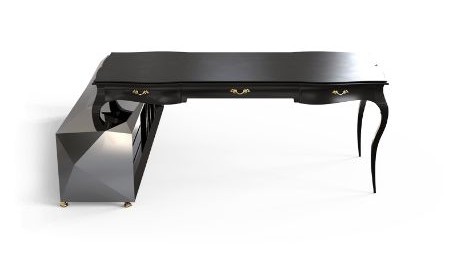 black desk office interiors