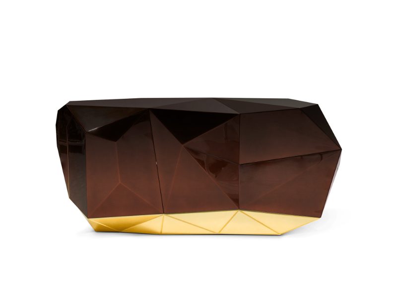 Diamond luxury home sideboard faceted blue brass detail by Boca do Lobo