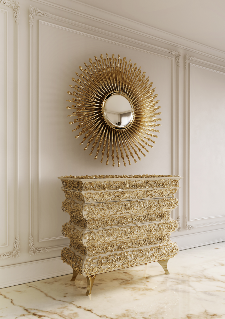 Luxury Entryways Pixel Cabinet Nightsand and Mirror