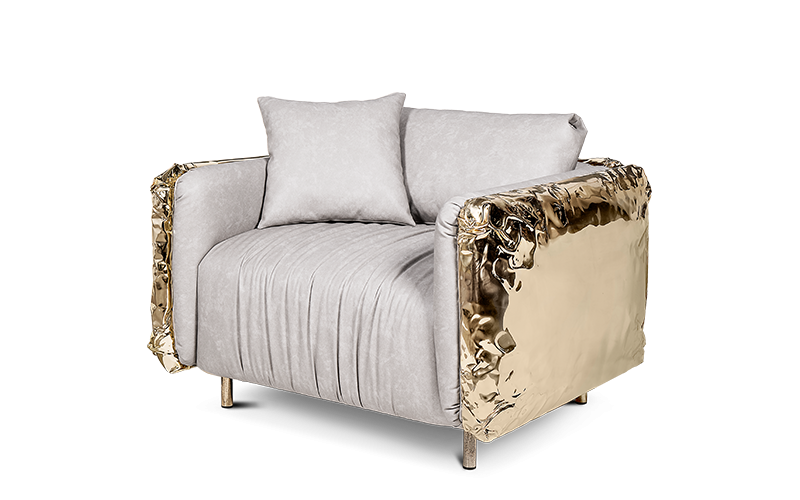 cream and gold armchair, modern armchair