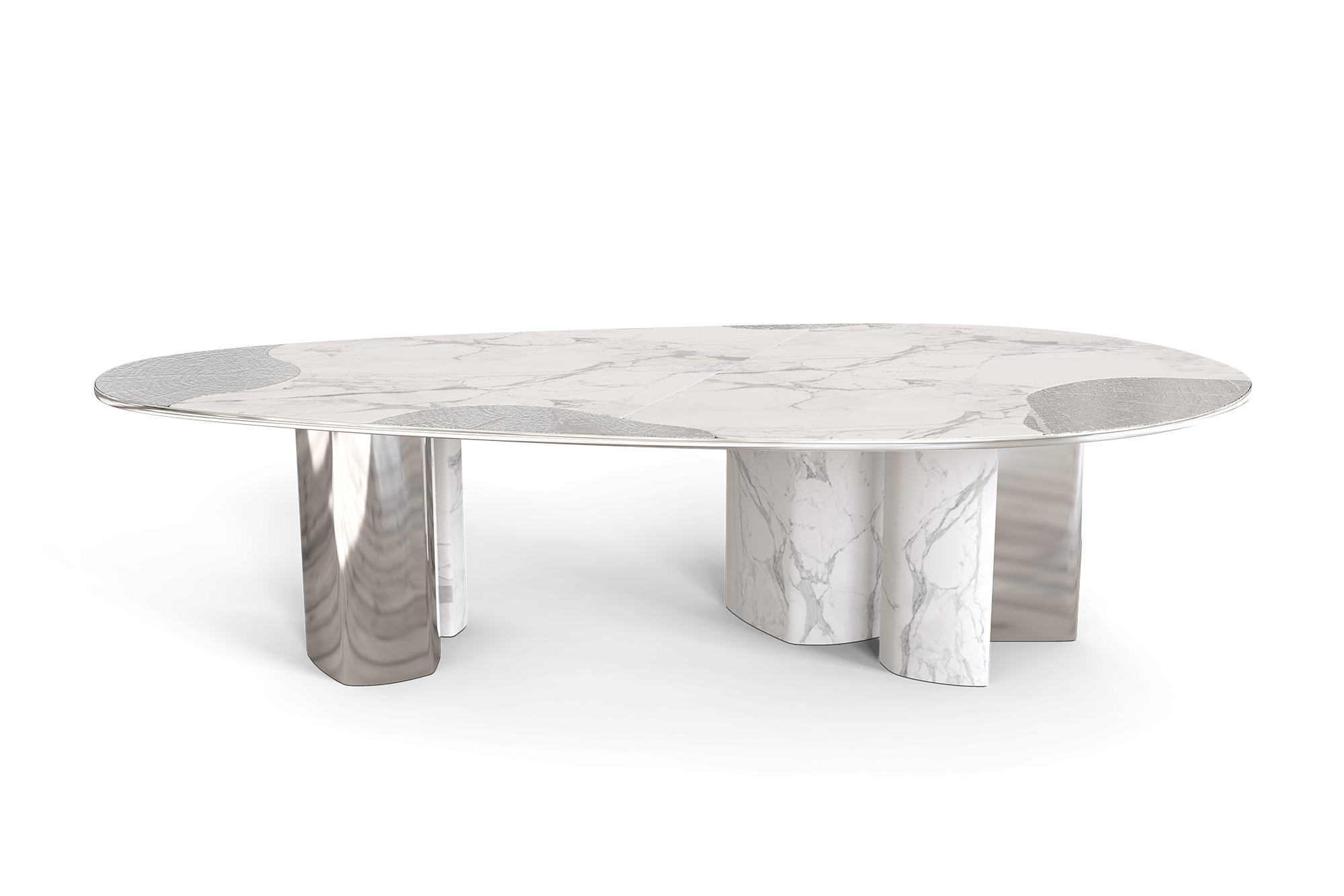 Ophelia Carrara Marble and Silver, dining table