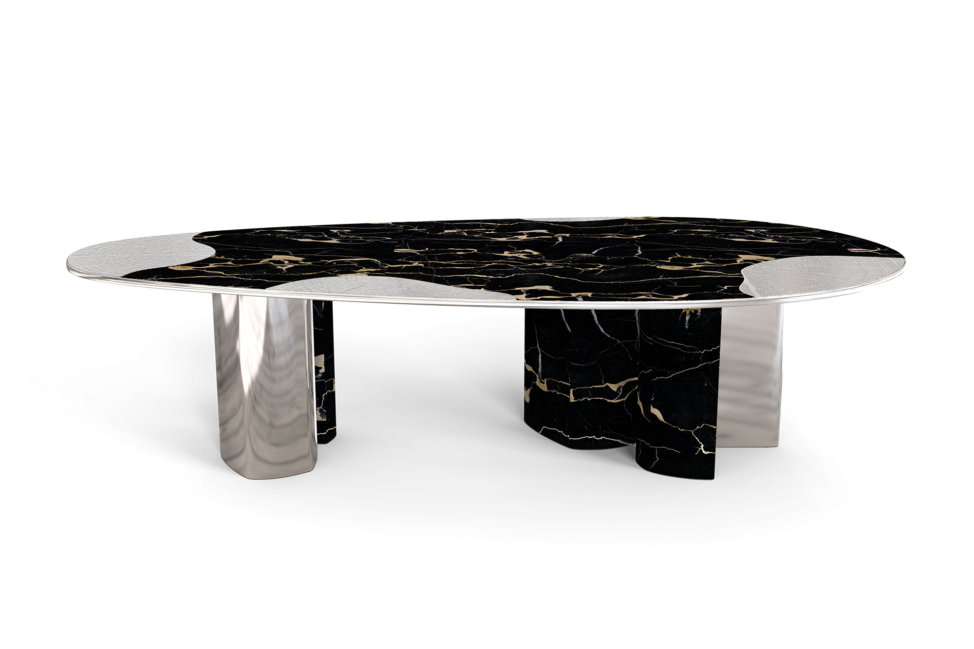 Ophelia Portoro Marble and Silver, dining table