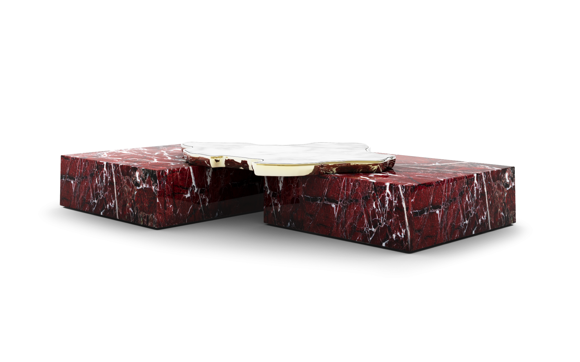Navarra Rosso Levanto and Carrara Marble Center Table, Levanto Rosso Marble