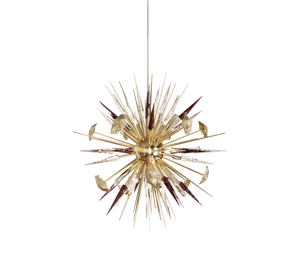 Outburst Rosso Levanto Chandelier, Levanto Rosso Marble