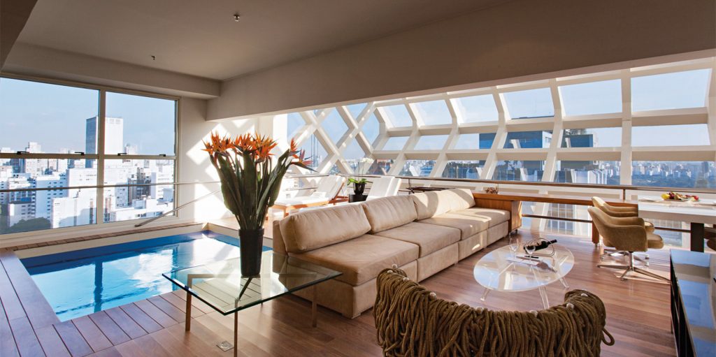 Emiliano São Paulo hotel suite with private indoor pool and panoramic city view – melhores hoteis em sao paulo