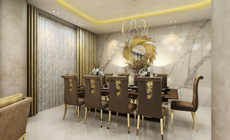 luxury dining room interior dubai villa project