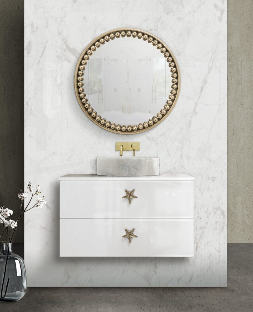bathroom modern interior design with white marble tones