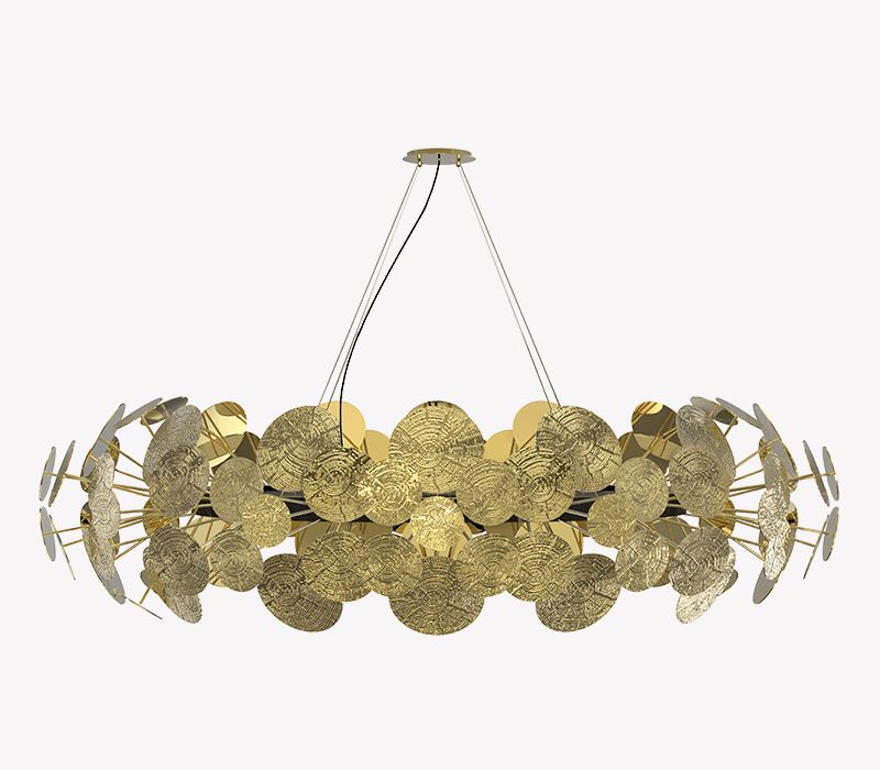 gold plated aluminum chandelier