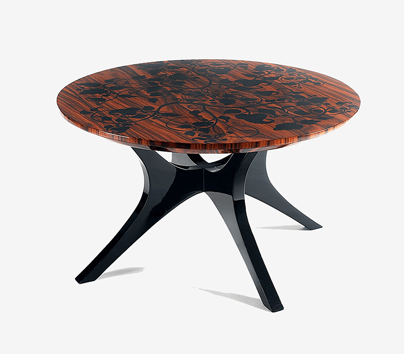 black and dark wood center table dubai interior design