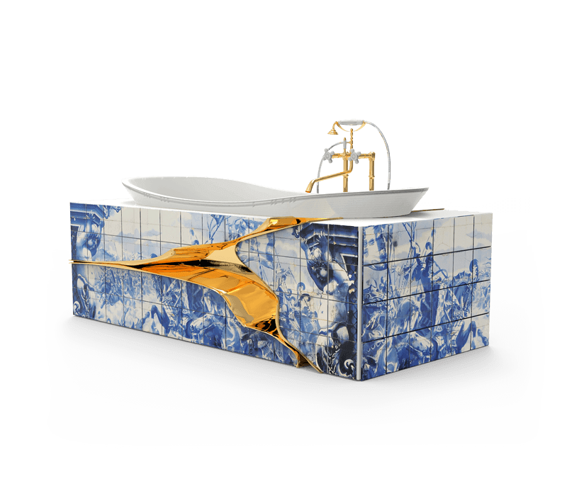 hand painted tiles heritage bathtub portuguese traditional design