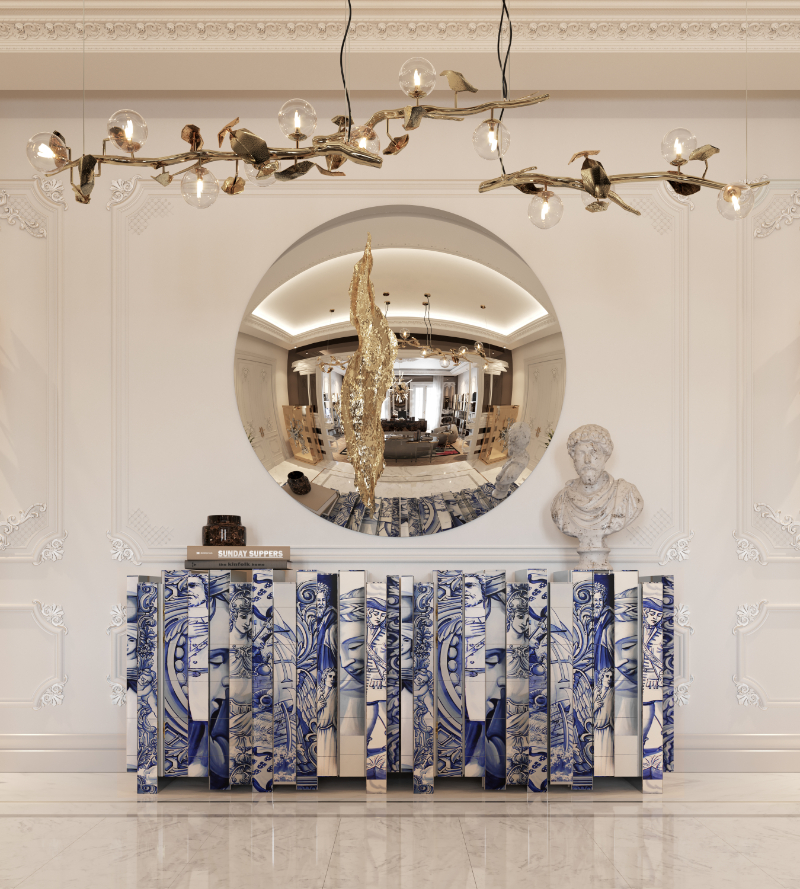 hand painted tiles heritage sideboard and luxury mirror luxury furniture