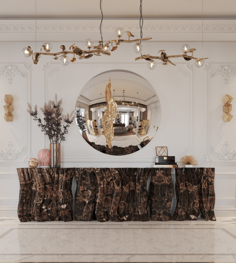 Brown marble luxury console