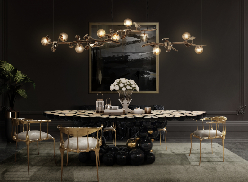 Stuning  black and gold luxury dining rooms