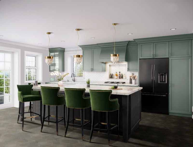 blue and green modern kitchen