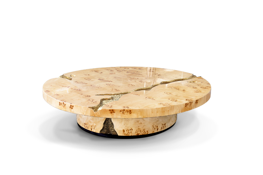 luxury center table in poplar with gold details