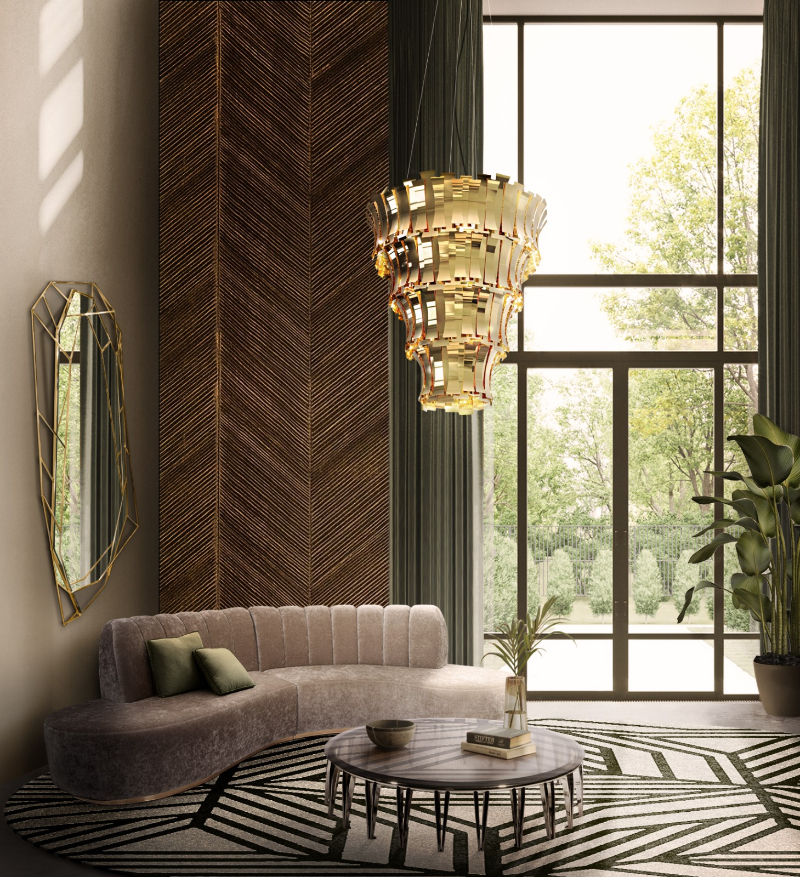 interior design project with a luxurious gold lamp